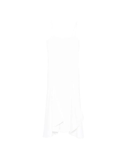 Brandon Maxwell White Cascade Strap Dress