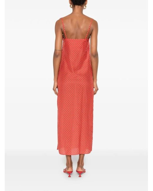 Matteau Red Polka Dot Midi Dress