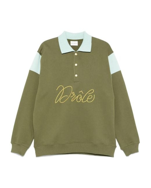 Drole de Monsieur Green Cotton Polo Shirt for men