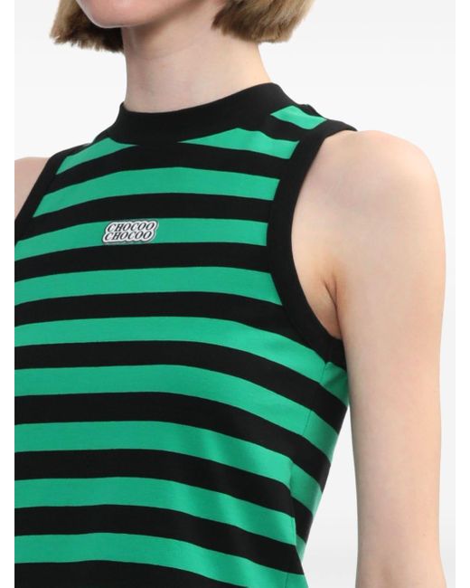 Chocoolate Green Striped Logo-print Vest