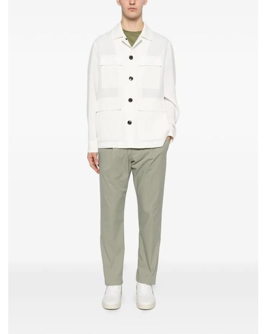 Montecore White Buttoned Flap-Pocket Overshirt for men