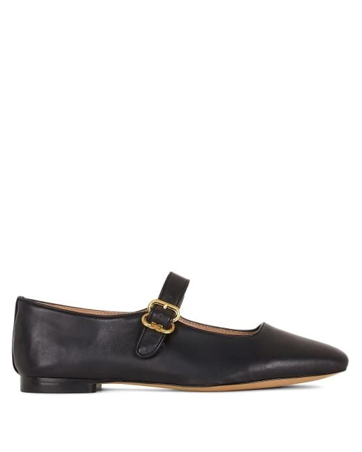 Sam Edelman Black Michaela Buckle-Strap Square-Toe Flats
