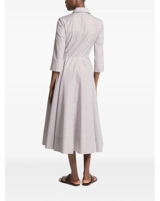 Michael Kors Purple Striped Belted Shirt Dress