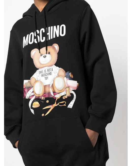 Moschino Black Teddy Bear Dress With Hood