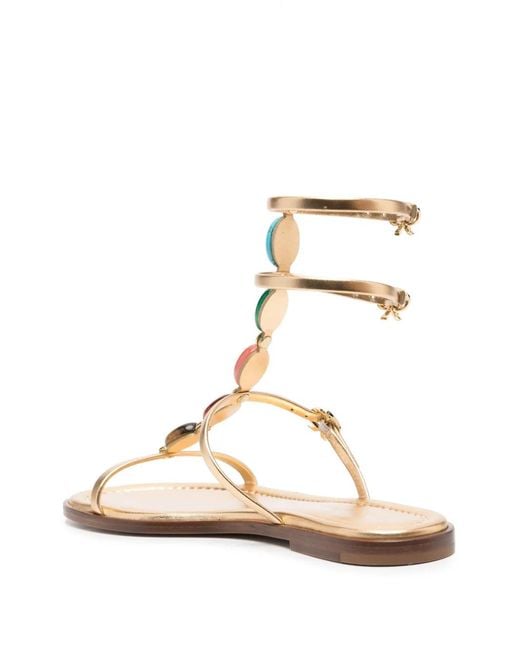 Gianvito Rossi Metallic Stunning Patent Gemstone Gladiator Sandals For Ss24