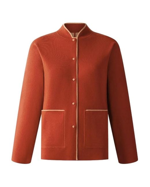 Shanghai Tang Red Reversible Buttoned Cardigan