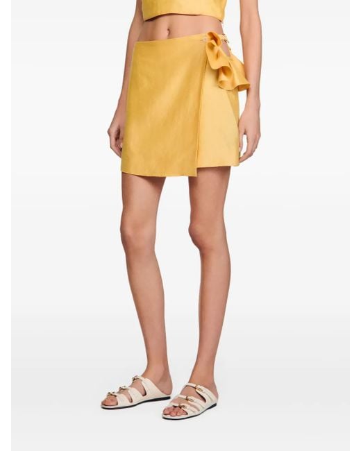 Sandro Mini-Rok Met Ruches in het Yellow