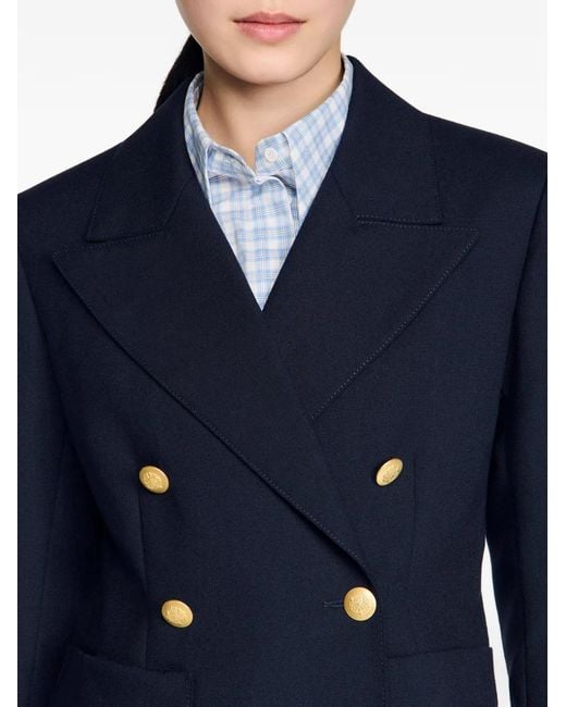 Sandro Blue Double-Breasted Button Blazer