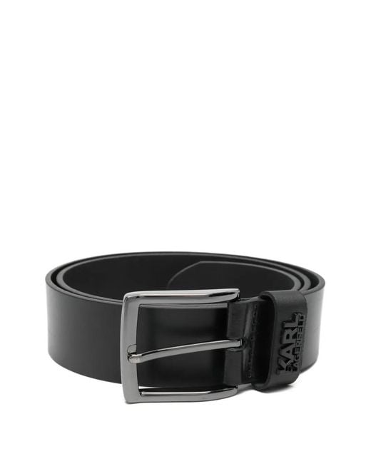 Karl Lagerfeld Black Logo Buckle Belt for men