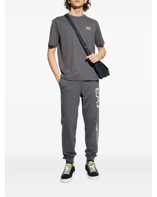 EA7 Gray Sweatpants With Printed Logo for men