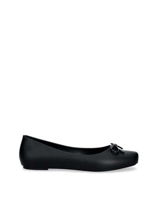 Melissa Black Bow-Detail Square-Toe Ballet Flats
