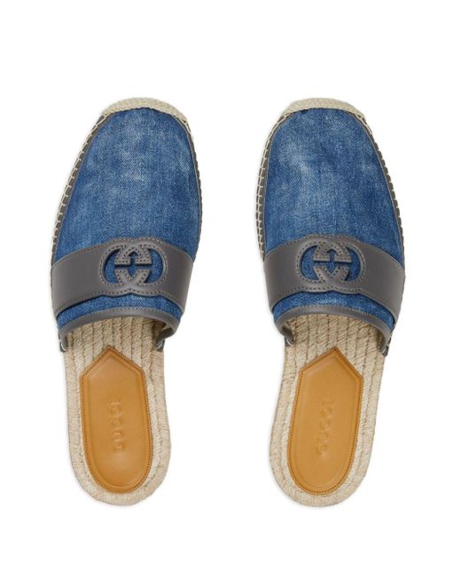 Espadrilles à logo GG Gucci pour homme en coloris Blue