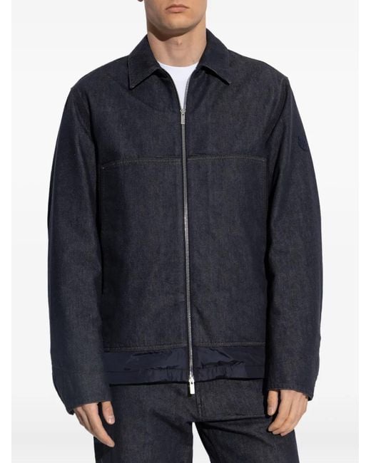 Moncler Blue Zip-Up Bomber Jacket for men