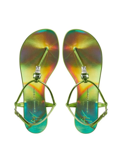 Giuseppe Zanotti Green Rock Flat Sandals