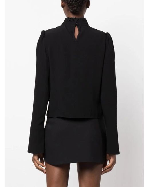 Rabanne Black Ruched Long-Sleeve Top
