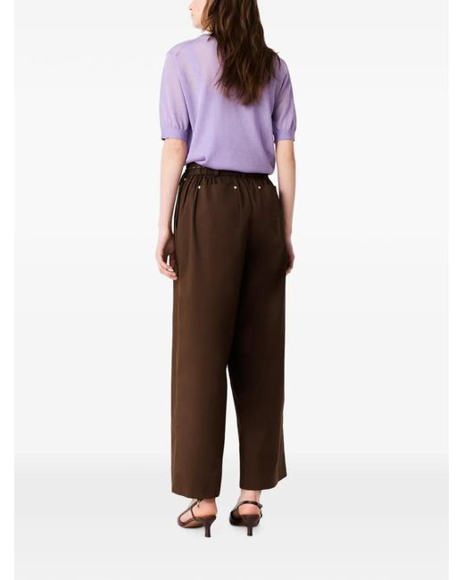 Maje Brown Belted Wide Trousers