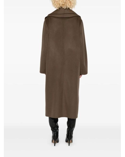 Cappotto Doppiopetto Con Colletto A Scialle di Rohe in Brown