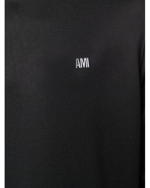 AMI Black Crew Neck Sweatshirt With Ami Embroidery for men