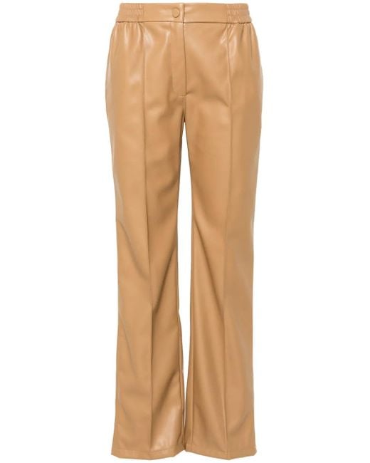 Twinset Natural Oval T-Plaque Faux-Leather Trousers