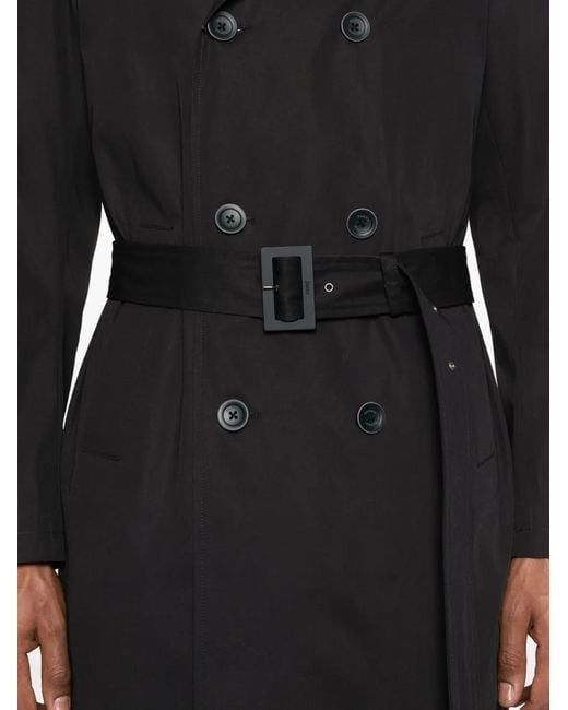 Herno Black Double-Breasted Trench Coat for men