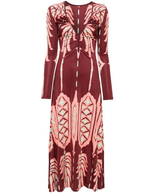 Johanna Ortiz Red Alma Bordada Maxi Dress