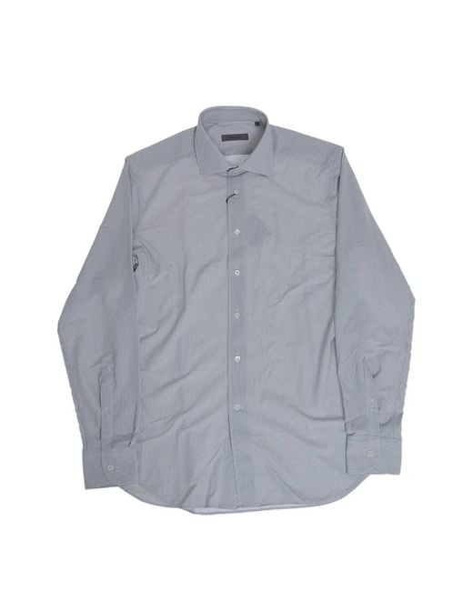 Corneliani Gray Striped Stretch-Fabric Shirt for men