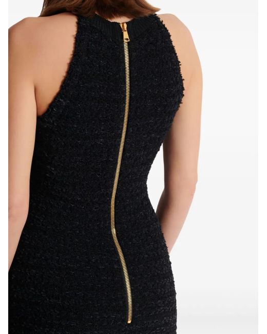 Balmain Tweed Mini-Jurk Met Zak Met Knopen in het Blue