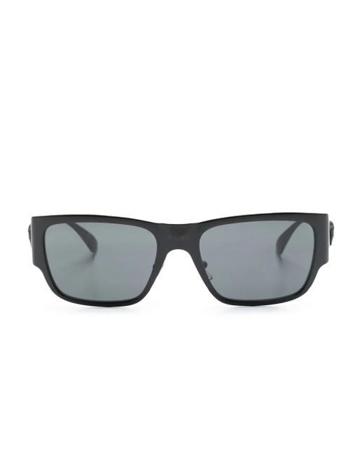 Versace Gray Matte-Effect Rectangle-Frame Sunglasses for men