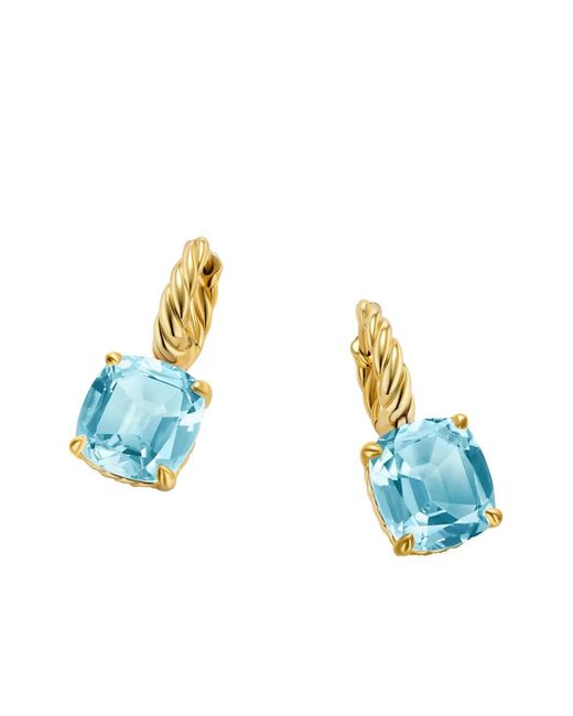 David Yurman Blue 18Kt Marbella Topaz Drop Earrings