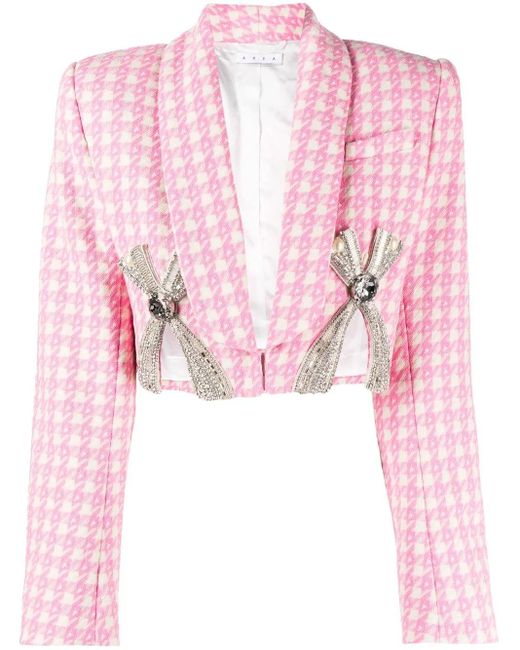 Area Pink Deco Bow Slit Cropped Blazer