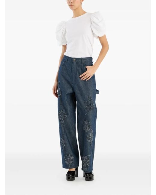 ROTATE BIRGER CHRISTENSEN White Puff-Sleeve T-Shirt