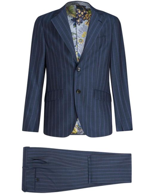 Etro Blue Striped Single-breasted Suit for men