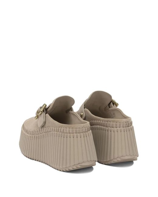 Chloé White Nama Plateau-Mules