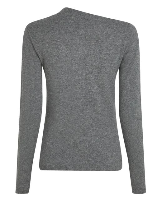 Karl Lagerfeld Gray Asymmetric Logo Cashmere Sweater