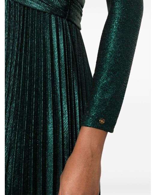 Robe mi-longue plissée à effet métallisé Nissa en coloris Green