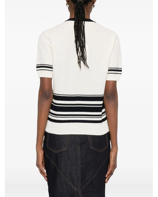 N°21 White V-Neck Striped Sweater