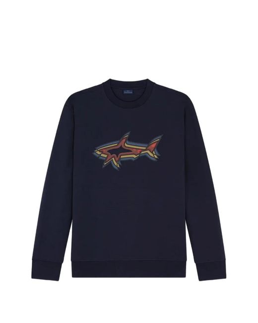 Paul & Shark Blue Logo-Print Sweater for men