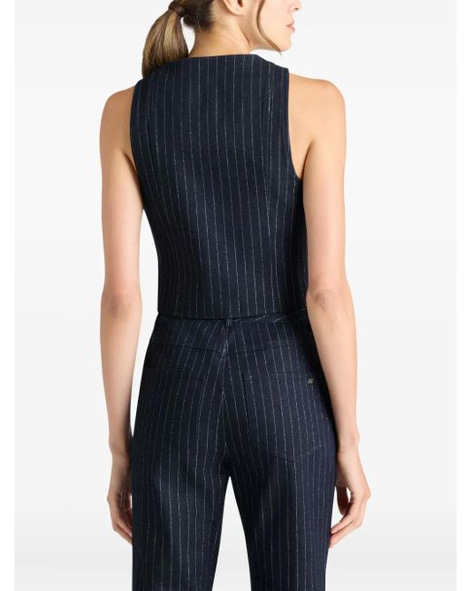 Cinq À Sept Blue Anderson Pinstripe Embellished Top