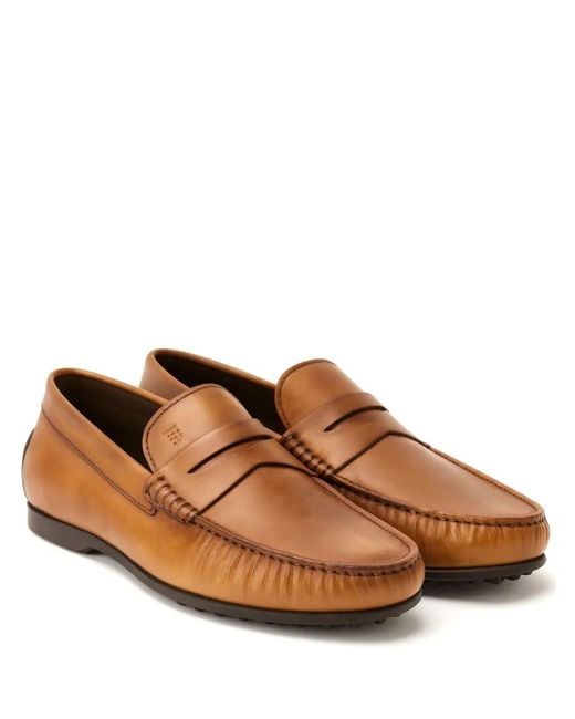 Tod's Brown City Gommino Leather Penny Loafers for men