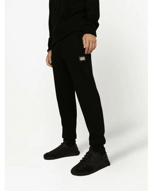 Dolce & Gabbana Black Wool-Cashmere Track Pants for men