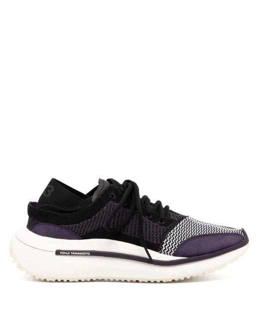 Y-3 Black Qisan Knitted Low-Top Sneakers for men