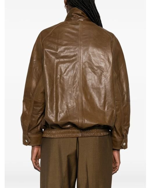 Nour Hammour Brown Ariste Leather Jacket