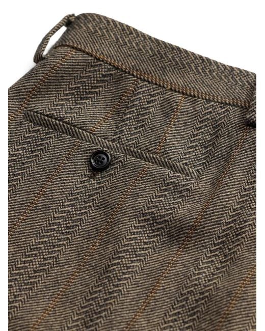RRL Gray Herringbone-Pattern Pleated Trousers for men