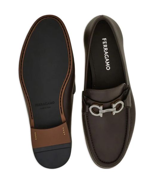Ferragamo Black Gancini-Buckle Loafers for men