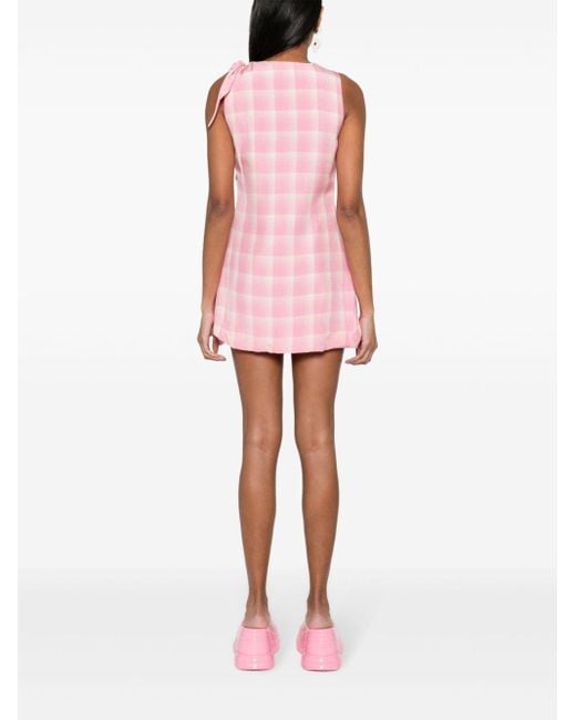 MSGM Pink Check-pattern Sleeveless Dress