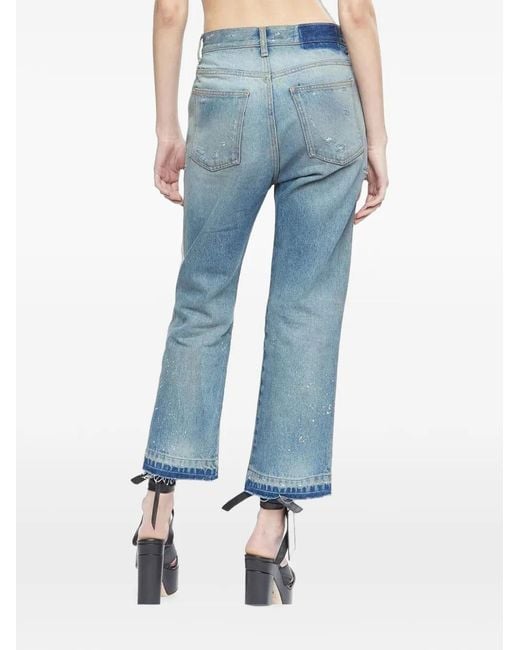 HTC Blue Distressed Paint-Splatter Jeans