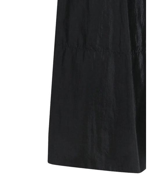 Jil Sander Black Ruffled Drawstring Midi Skirt