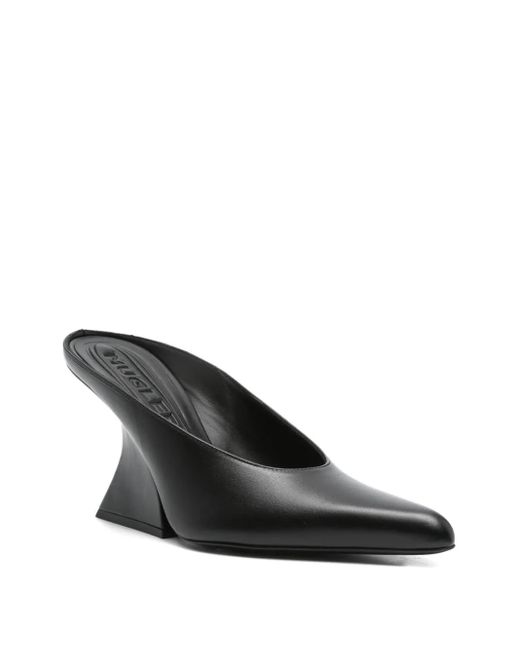 Mugler Black 100Mm Sculpted Heel Pointed-Toe Heeled Mules