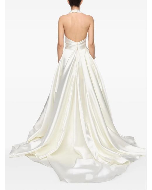Ana Radu White Satin Draped Gown