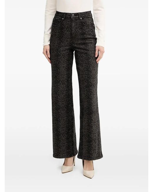 Morgan Black Snake-Print Five-Pockets Jeans